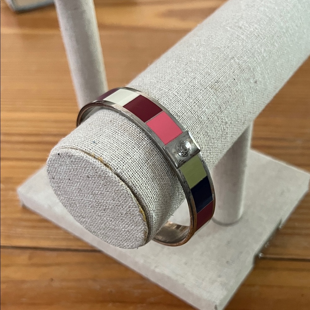 Coach multicolored striped enamel bracelet